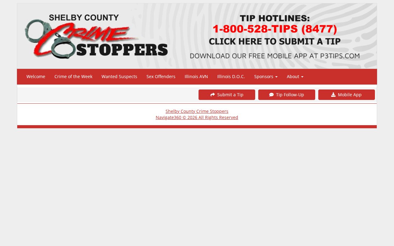 Shelby County Crime Stoppers anonymous tip page